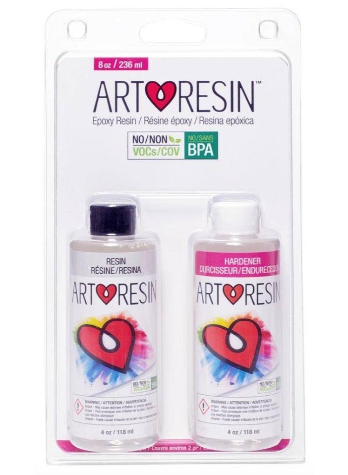 Epoxy Resin Set Clear Coat For Artwork Non-Toxic 118 ML Resin + 118 ML Hardener